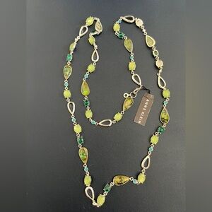 Anne Klein Gold-Tone Necklace with Green and Lime Stones